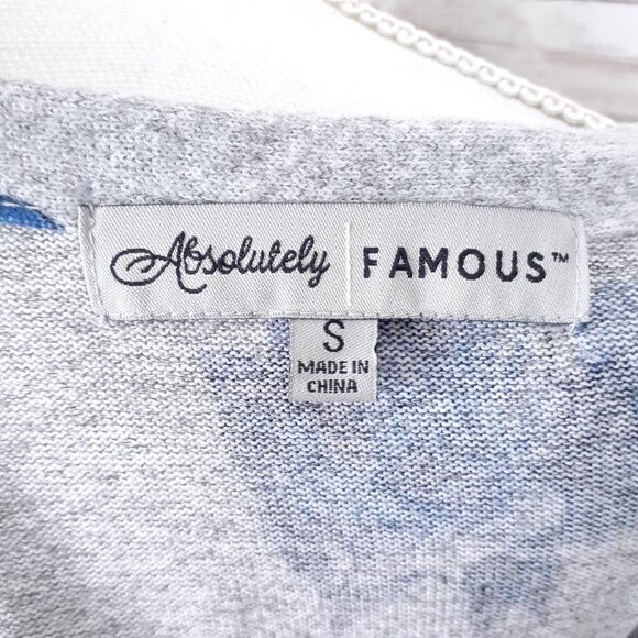 Absolutely Famous Cardigan Sweater S Tie Front Floral 282A - Picture 4 of 6